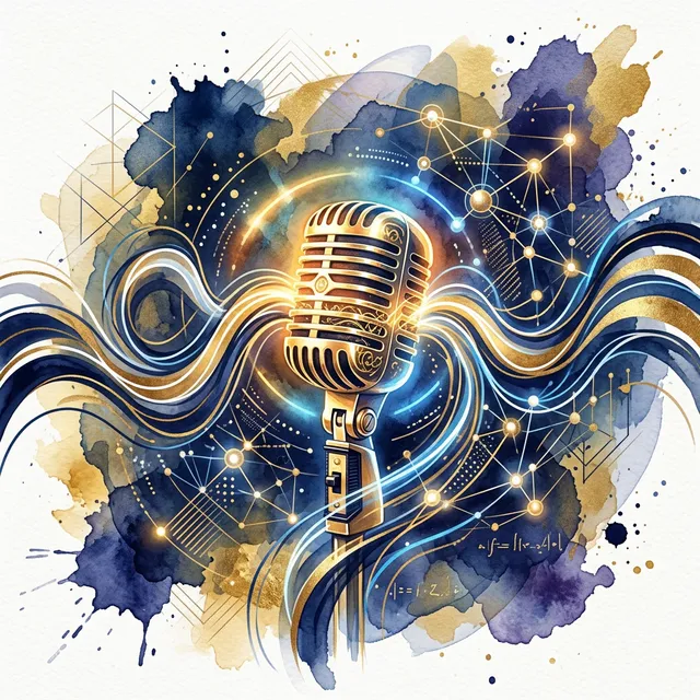 Plakat audio wideo podcastu sztucznej inteligencji.