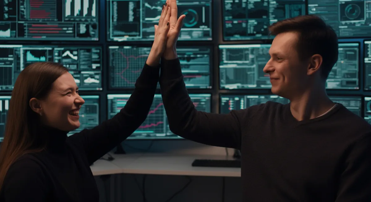 Dwójka badaczy autentycznie celebrujących przełom naukowy