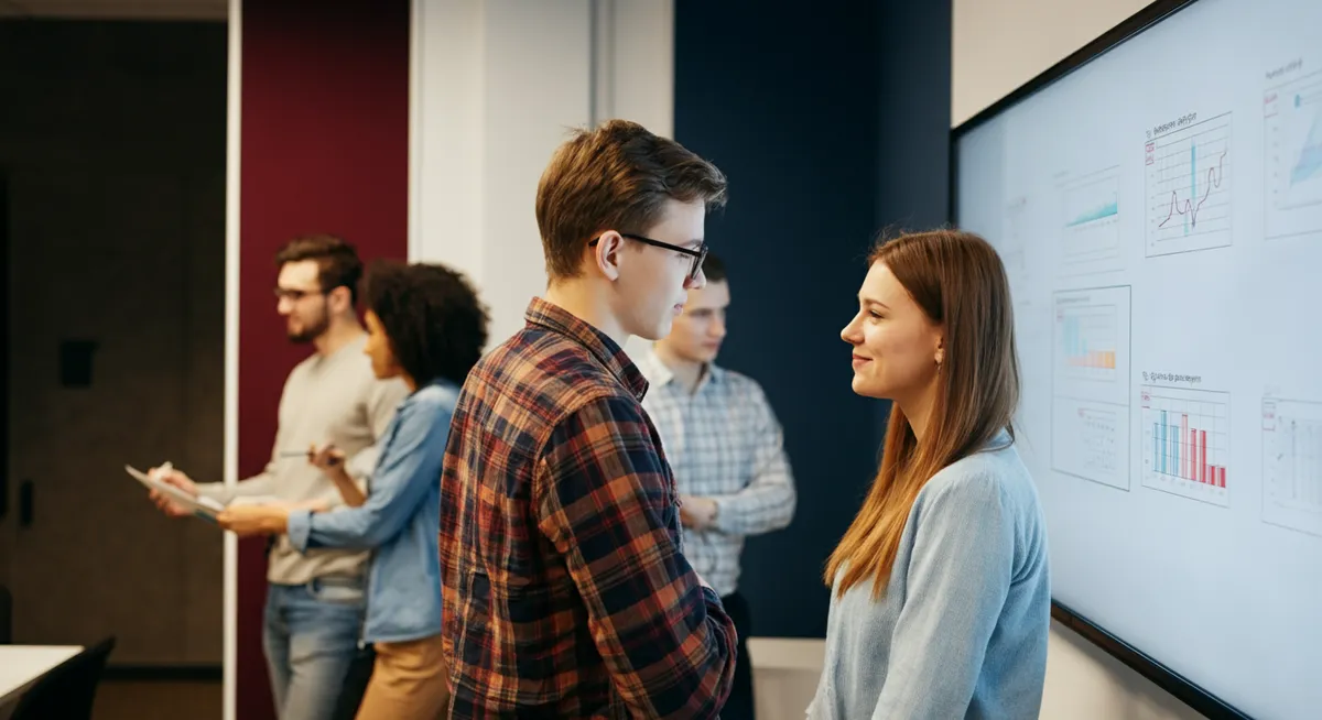 Młody badacz przeglądający raporty naukowe w nowoczesnym laboratorium
