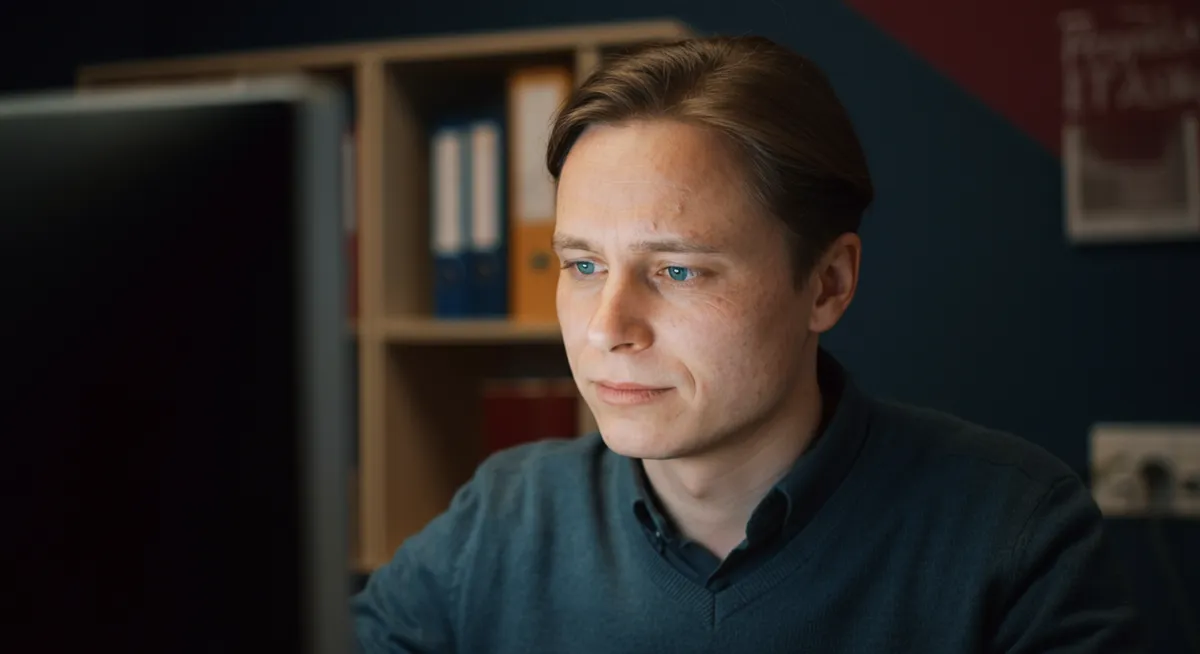 Pracownik administracji używający systemu AI do wsparcia studentów