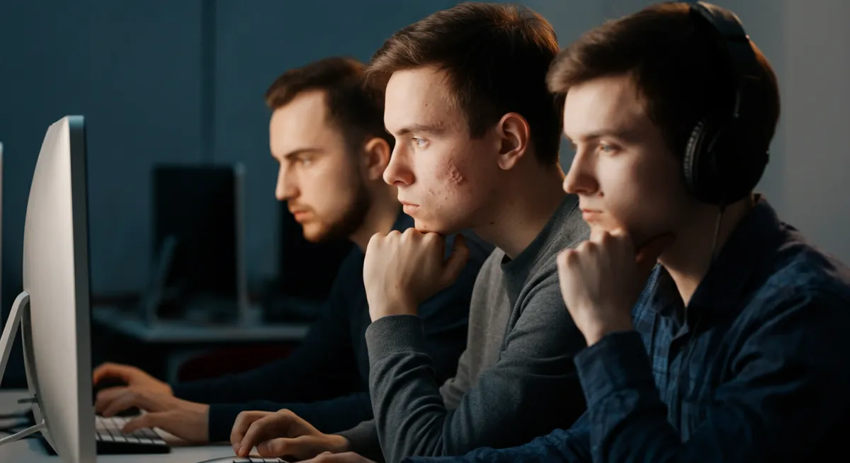Programiści pracujący w pocie czoła nad nowym kodem