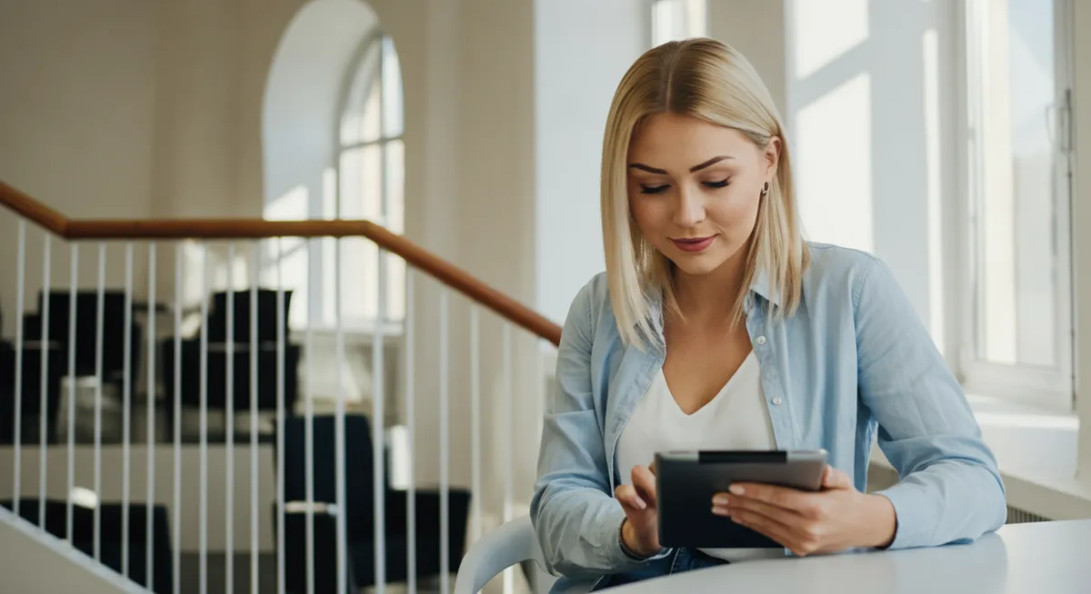 Student ekonomii analizujący szerokie wykresy w pięknej bibliotece