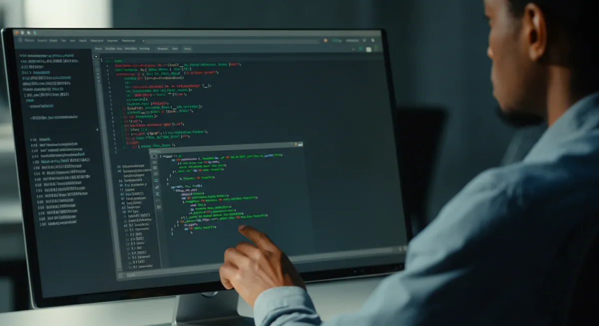 Zbliżenie na ekran programisty z uruchomionym terminalem Claude Code i procesem dynamicznych subagentów