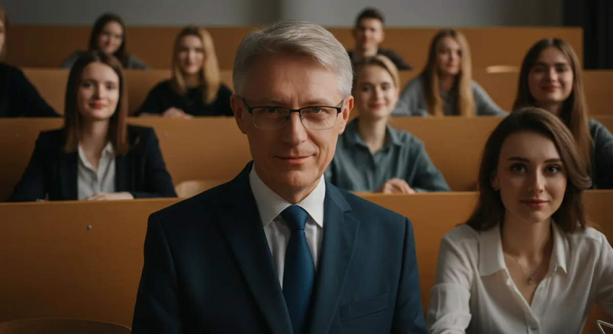 Wykładowca i studenci podczas zajęć o AI