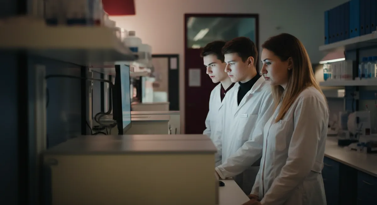 Grupa studentów medycyny analizująca wyniki
